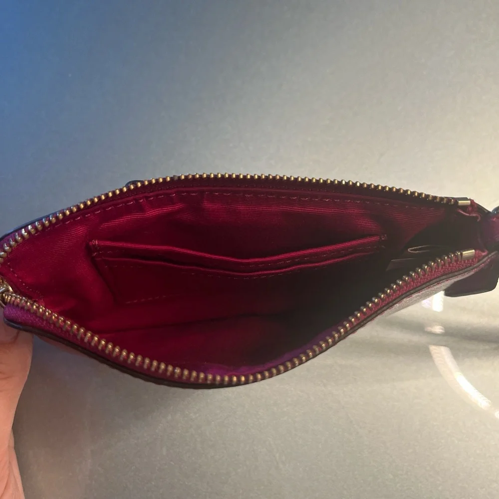 Coach Fuchsia Leather Wristlet with Bow Accent - Picture 4 of 4